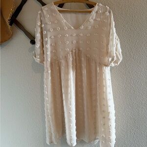 Cream Ruffled Tiered Babydoll Mini Dress